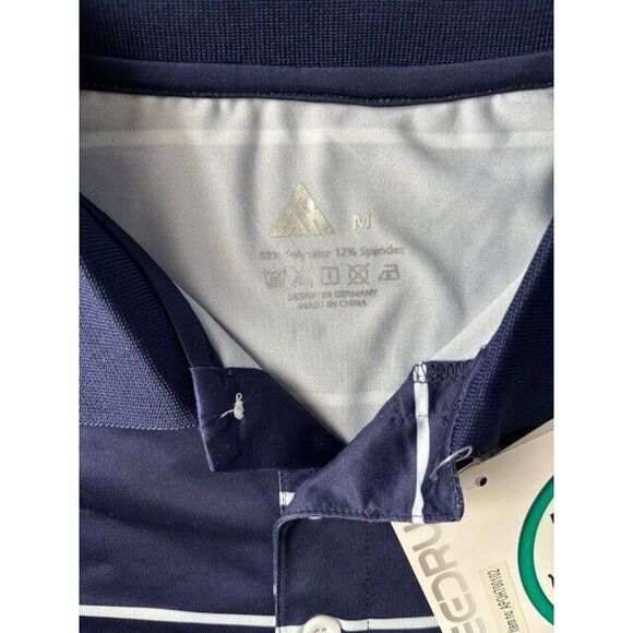Speedrun Men's Polo, Size M, Navy w/White Stripes, Polyester/Spandex - Picture 2 of 3